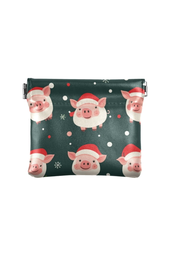 Leather Coin Wallet 4.33x3.74 Inch Portable Coin Wallet Coin Wallet Paper Wallet Card Wallet Storage Wallet Stylish and Sophisticated Christmas Cartoon Pig