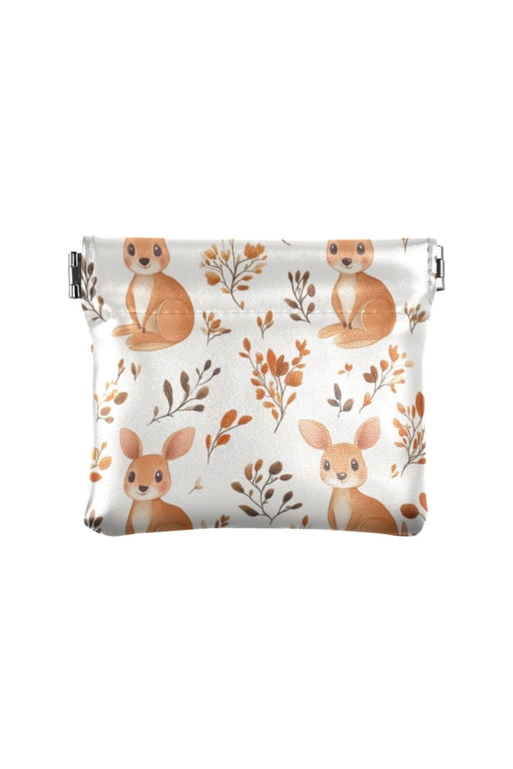 Leather Coin Wallet 4.33x3.74 Inch Portable Coin Wallet Coin Wallet Paper Wallet Card Wallet Storage Wallet Stylish and Sophisticated Cute Cartoon Kangaroo