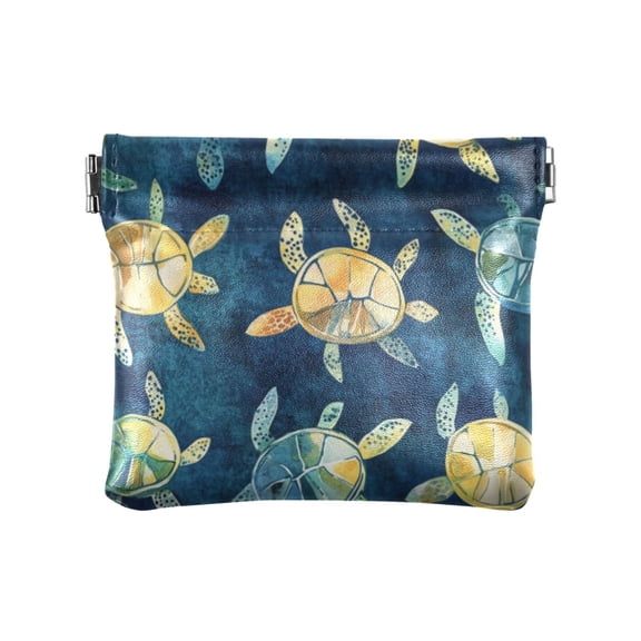 Leather Coin Wallet 4.33x3.74 Inch Portable Coin Wallet Coin Wallet Paper Wallet Card Wallet Storage Wallet Stylish and Sophisticated Cute Green Turtle