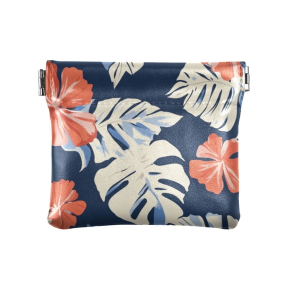 Leather Coin Wallet 4.33x3.74 Inch Portable Coin Wallet Coin Wallet Paper Wallet Card Wallet Storage Wallet Stylish and Sophisticated Hawaiian Fower Cartoon