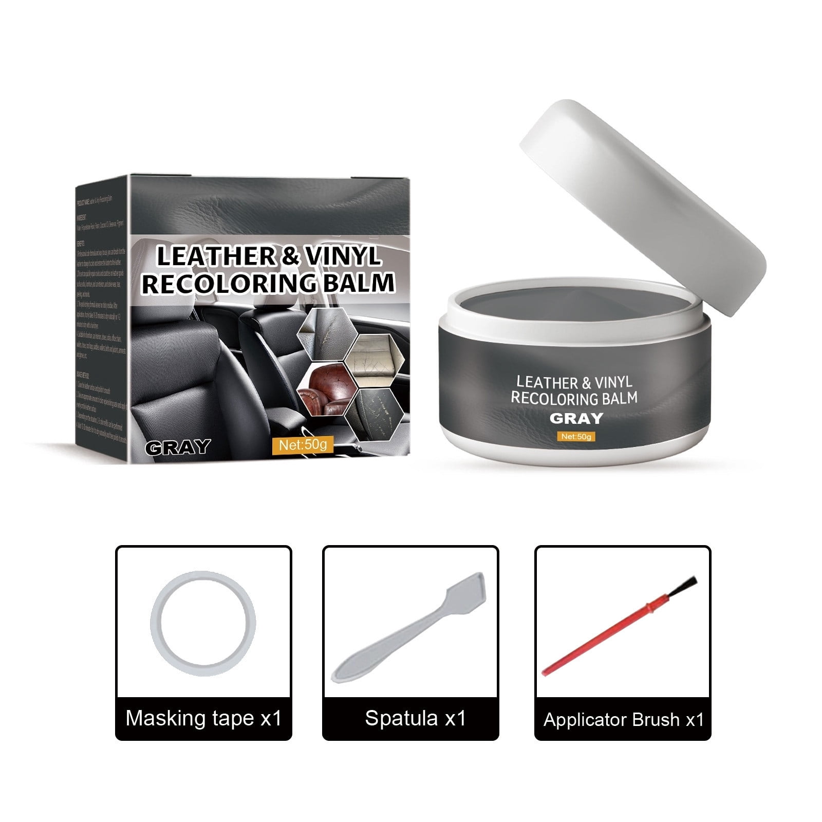 Leather Color Repair Cream Kit Scuffs and Scratches Recoloring Balm ...