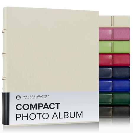 Gallery Leather Photo Album 4x6 - 3 Ring Binder Photo Album, 60 Pages for 120 Photos, Fillable, Can Fit 4x6 Photos, Handcrafted - Freeport Ivory - 9.25 x 8 ", Compact