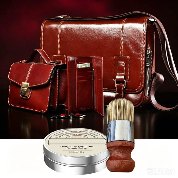Leather Conditioner & Restorer Kit with Brush, Natural Beeswax Leather Repair Balm for Sofa Furniture Shoes Car Seats, Protectant Polish Cream Prevents Cracking Fading Dry Leather