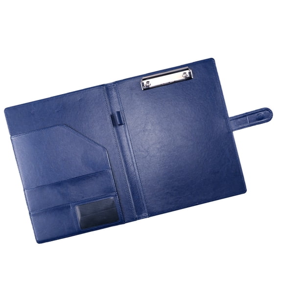 Leather Conference Folder with Writing Pad Closure Clipboard Folder Document Folder with Card Holders Pen Slot