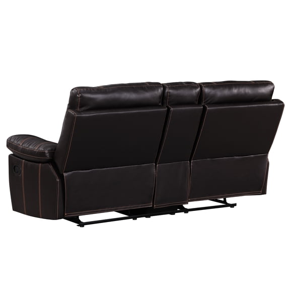 Leather With Console And Reclining Capacity Function Feature - Lumbar Support, Kiln-dried Hardwood Frame, 8 Spring, Stainless Steel Base, Foam Filled, Brown, 76 In D X 40 W 41 H Option Aid
