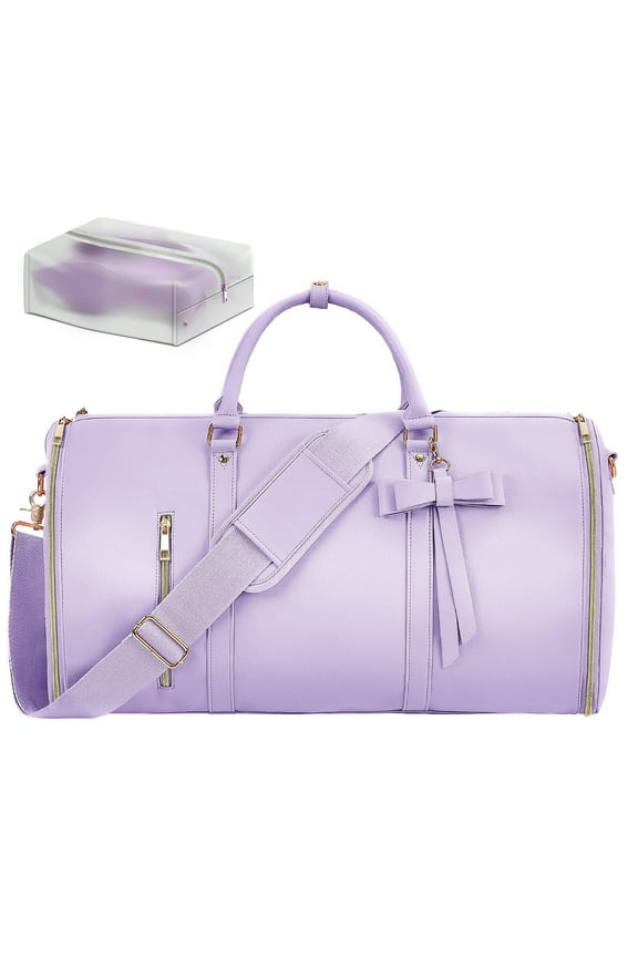 Leather Convertible Garment Bag for Travel with Toiletry Pocket and Shoe Compartment