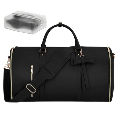Leather Convertible Garment Bag for Travel with Toiletry Pocket and Shoe Compartment