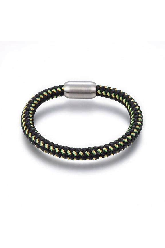 Leather Cord Bracelet Stainless Steel Strong Silver 8.2" 21cm 8mm Z84