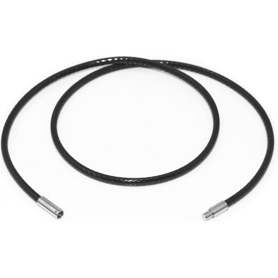 Leather Cord Chain Silk Rope Stainless Steel Rice Clasps Necklace Rope Chain for Jewelry Making (1.5mm, 24 Inch Black)