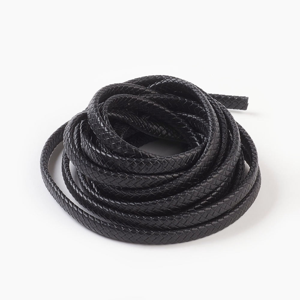 Leather Cord Leather Jewelry Cord Jewelry DIY Making Material Dyed Flat Black 10x5mm 5.46 yards(5m)/roll