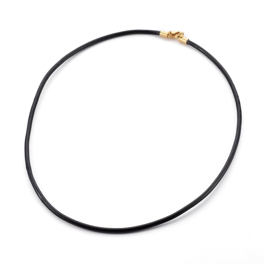 Leather Cord Necklace Making with 304 Stainless Steel Lobster Claw Clasps Black 20 inch(50.8cm)