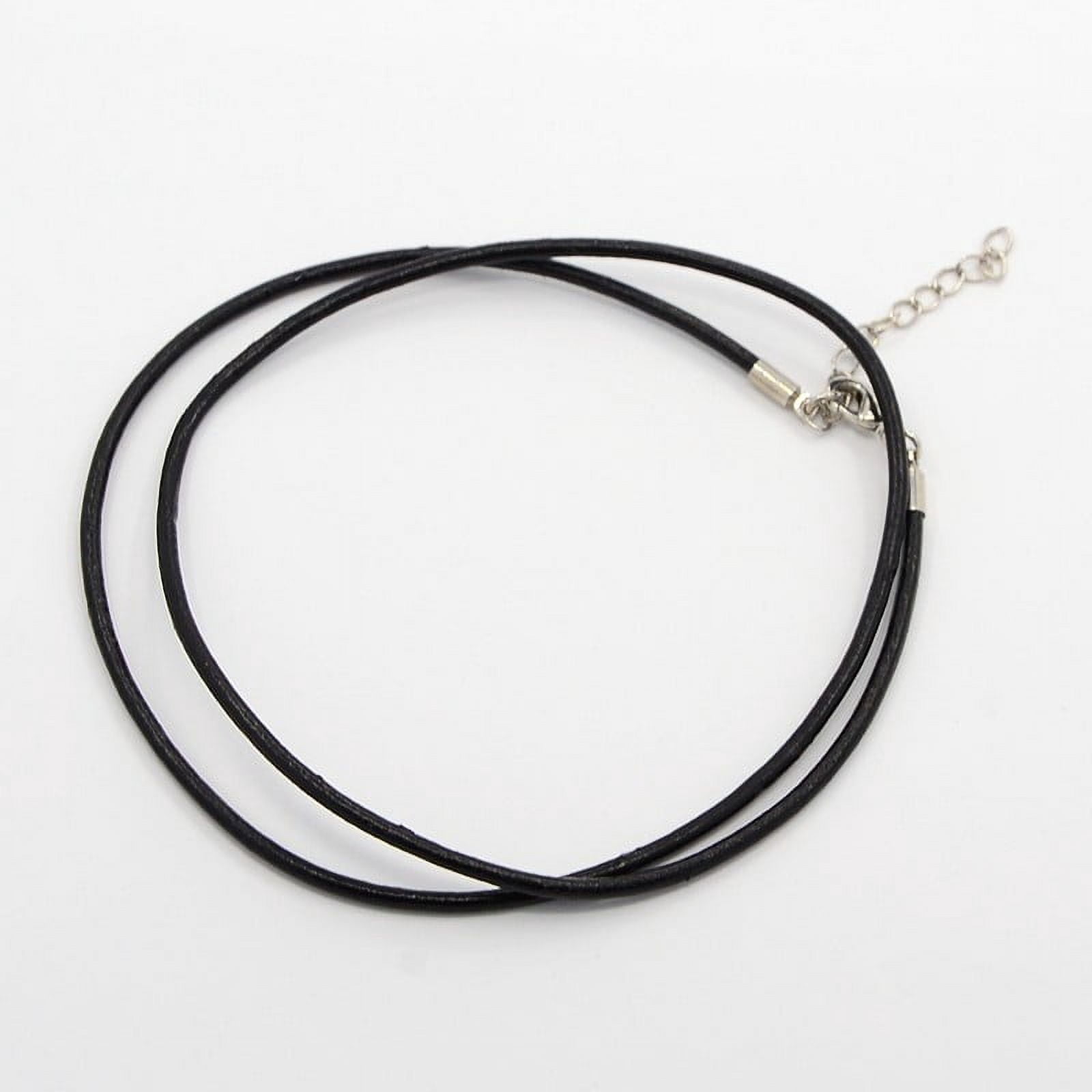 Leather Cord Necklace Making with Brass Lobster Claw Clasps and Brass Tail Chains Black 18~18.5 inch 100pc