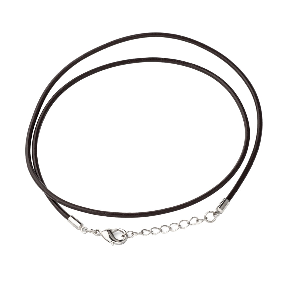 Leather Cord Necklace Making with Zinc Alloy Lobster Claw Clasps and Brass Findings Nickel Free Platinum Metal Color Coconut Brown 47~48cm