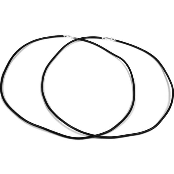 Leather Cord Necklaces Black 18" 2Pcs