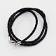 Leather Cords for Necklace Making Platinum Black with Brass Lobster Clasps