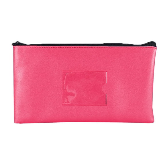 Leather Cosmetic Bag with Card Slot Window and Spacious Storage Compartment for Toiletries Stationery