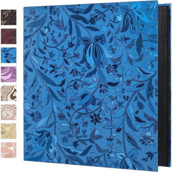 Leather Cover Photo Album 600 Pockets Memo Album Hold 4x6 Photos 5 Per Page Valentines Day Present Wedding Family Photo Albums Graduation Memory Book Blue 14x13 inches