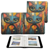 Leather Cover Photo Album 80 Pockets 4x6 Photos Bookshelf Picture Album Abstract Cat Painting