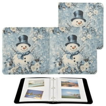 Leather Cover Photo Album 80 Pockets 4x6 Photos Bookshelf Picture Album Blue Floral Snowman