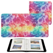 Leather Cover Photo Album 80 Pockets 4x6 Photos Bookshelf Picture Album Colorful Tie Dye