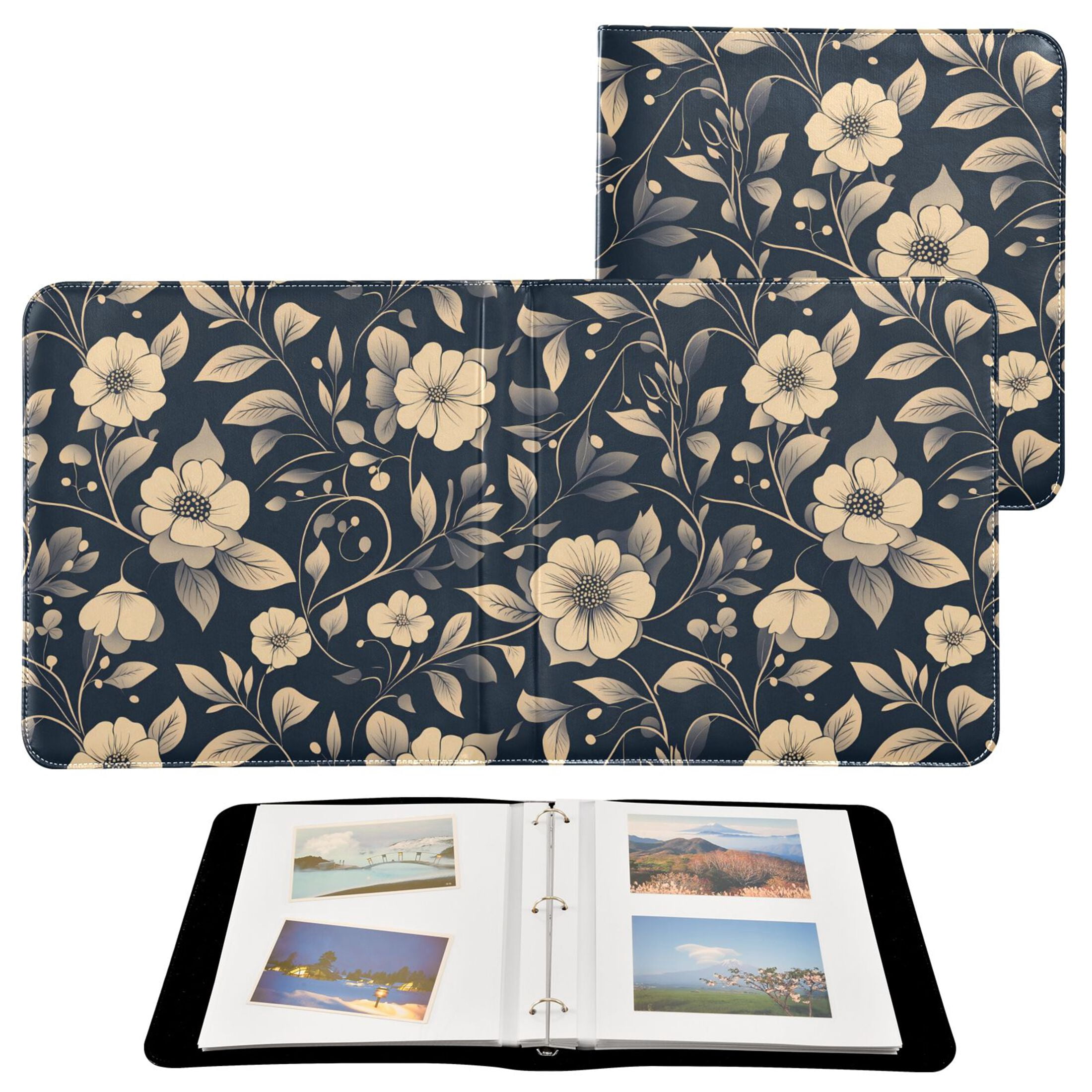 Leather Cover Photo Album 80 Pockets 4x6 Photos Bookshelf Picture Album ...