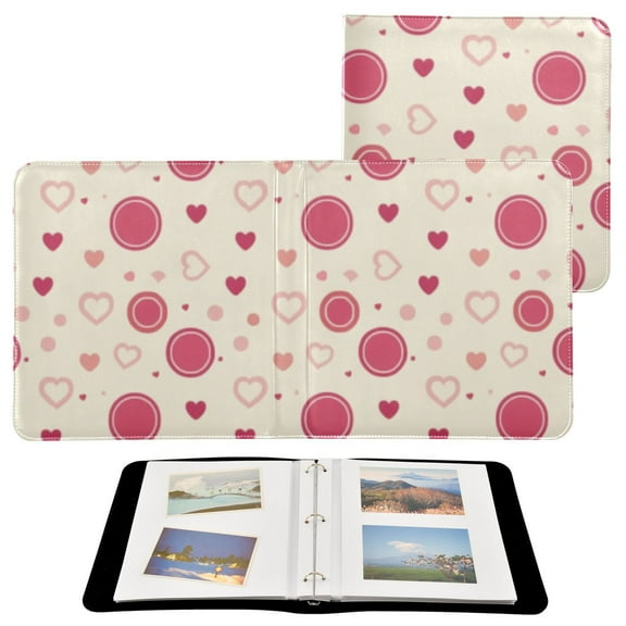Leather Cover Photo Album 80 Pockets 4x6 Photos Bookshelf Picture Album Heart and Dot
