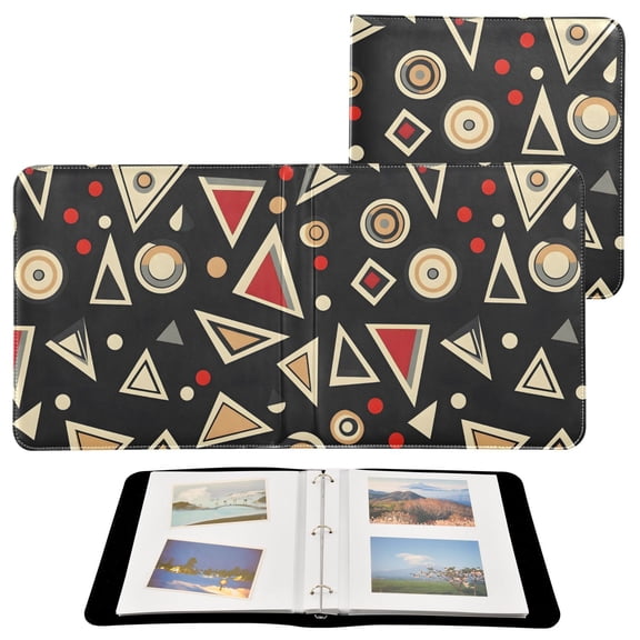 Leather Cover Photo Album 80 Pockets 4x6 Photos Bookshelf Picture Album Irregular Triangle Circle