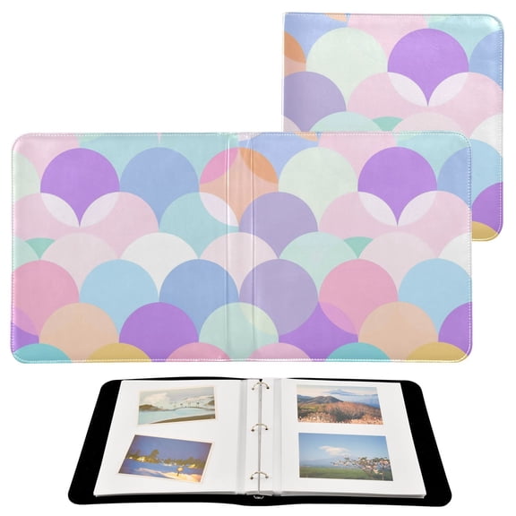 Leather Cover Photo Album 80 Pockets 4x6 Photos Bookshelf Picture Album Pastel Colors Scales