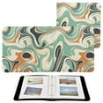 thumbnail image 1 of Leather Cover Photo Album 80 Pockets 4x6 Photos Bookshelf Picture Album Teal Orange Marble, 1 of 9