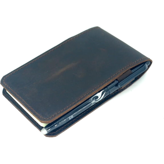 Leather Cover for Rite in the Rain Spiral Notebooks 3" x 5" Distressed Cover for Memo Notebook Cover Pocket Notebook 3" x 5" (Dark Brown)
