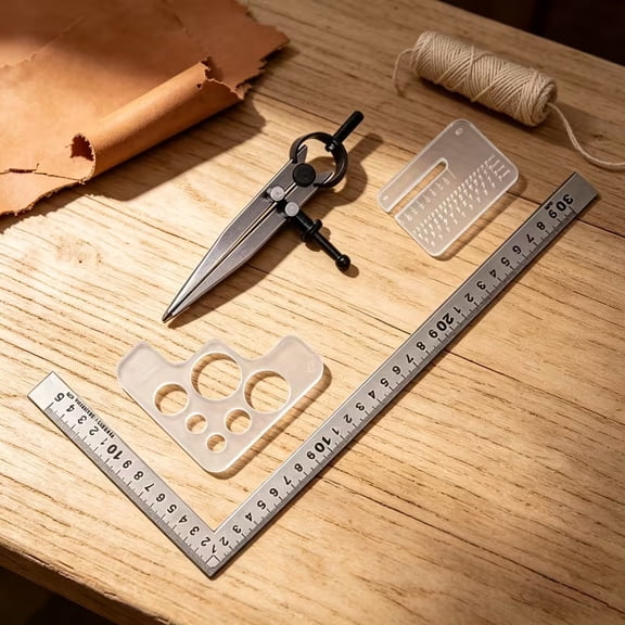 Leather Craft Measuring & Marking Set 4-Piece Precision Layout Tools
