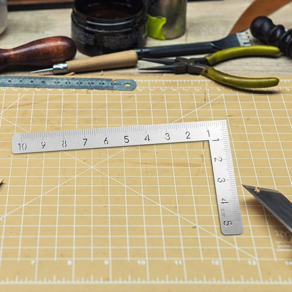 Leather Craft Ruler Mini Shape Positioning Ruler Steel DIY Leather 90 Degree Measuring for Art Framing Drafting Tools Hobby DIY Woodworker