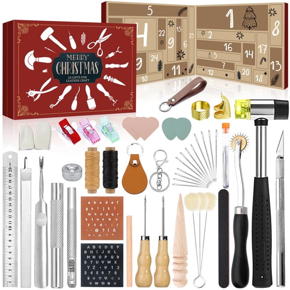 Leather Crafting Advent Calendar 24 Days Tools Supplies for Beginners Craft Enthusiasts Christmas Gift