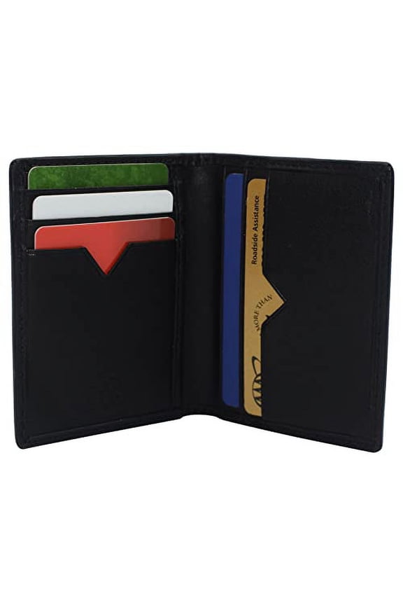 Leather Credit Card Holder Wallet for Men & Women Thin Bifold RFID Blocking Slim Front Pocket Minimalist Wallets, Small Card Case