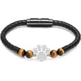 thumbnail image 1 of Leather Cremation Bracelet for Pet Ashes Paw Print Ashes Bracelet Memorial Urn Bracelet Stainless Steel Ashes Holder Cuff Bangle Leather Bracelet, 1 of 6