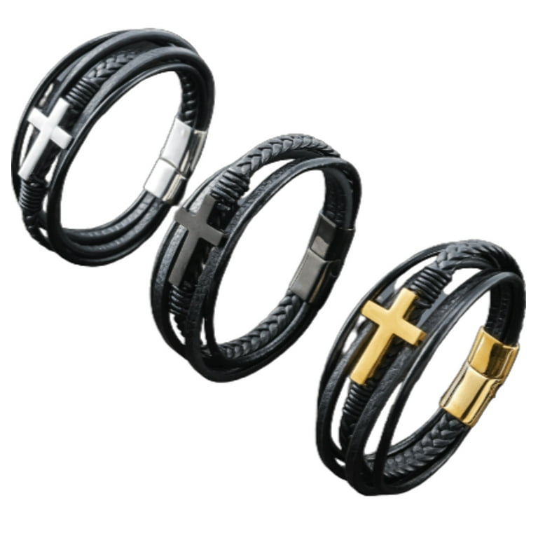 Leather Cross Bracelets Jesus Christian Symbol - Main Image