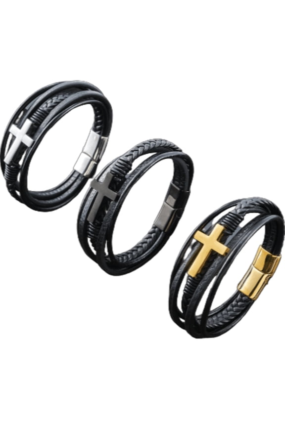 Leather Cross Bracelets Jesus Christian Symbol