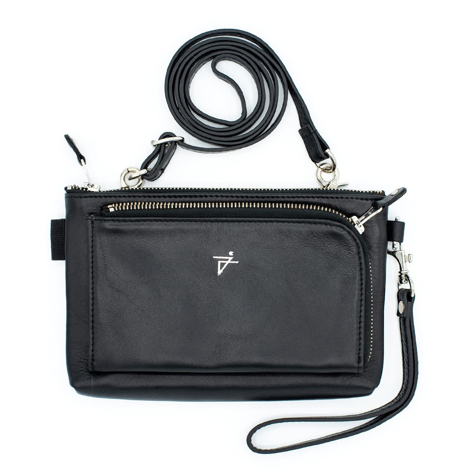 Leather Crossbody Bag Black Clipon Everyday Purse Waist Bag for Women