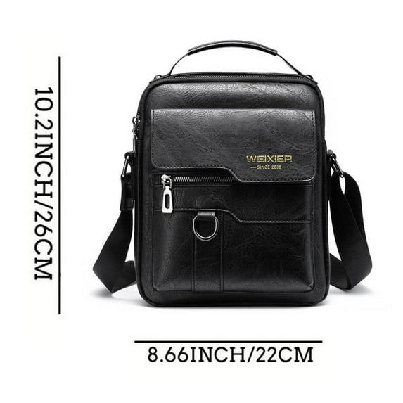 Leather Crossbody Bag, Men’s Shoulder Bag, Vintage Vertical Business Casual Satchel, Adjustable Strap, Scratch-Resistant Durable Leather, Multiple Pockets, Fits 9.7 Inch Pad, Compact Travel Bag