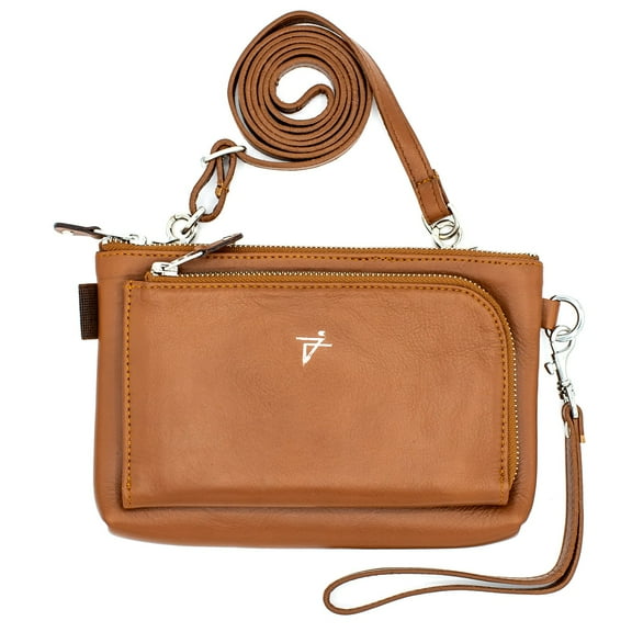 Leather Crossbody Bag Tan Everyday Waist Loop Purse for Women by Juzar Tapal Collection - J151