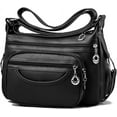 thumbnail image 1 of Leather Crossbody Bag for Women Multi Pockets Shoulder Purse Lightweight Messenger Bag Ladies Pocketbook, 1 of 7