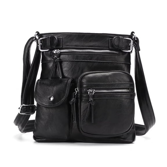 Leather Crossbody Bag for Women PU West Multi Pocket Shoulder Bags Travel Purses Ultra Soft Washed