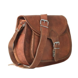 Leather Crossbody 12 Inch Shoulder Bag for Women, Tote Satchel Purse for Travel or Daily Use
