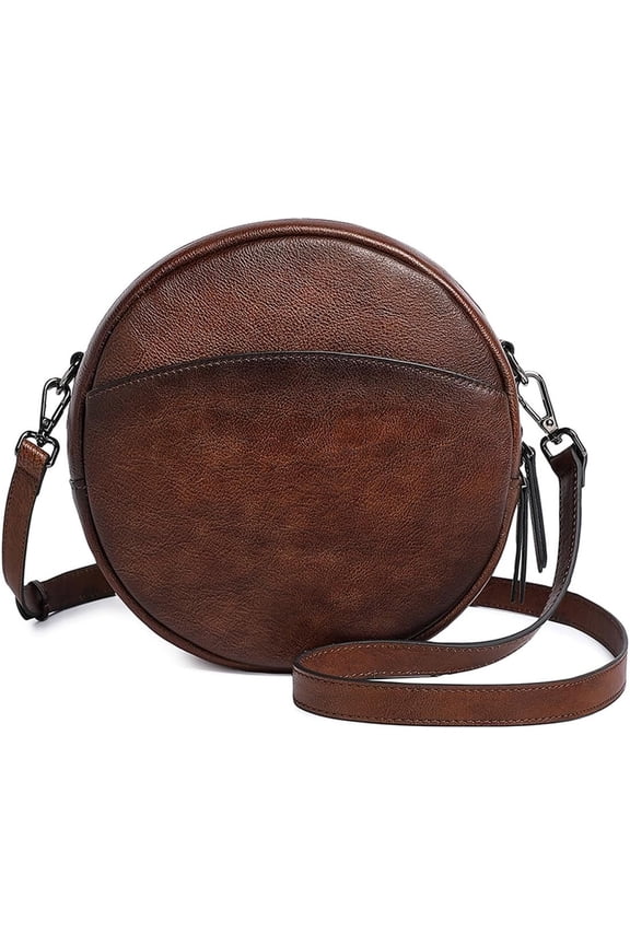 Leather Crossbody Bags,Circle Purse Bag, Fashion Round Handbag for Travel,Valentine's for Women