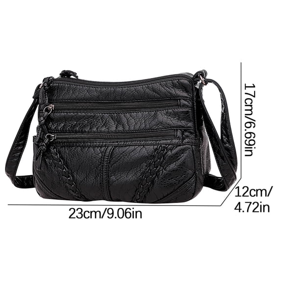 Leather Crossbody Bags for Women, Large Capacity Multi Compartment Soft Genuine Leather Bag, 23 cm x 17 cm x 12 cm, Black or Brown