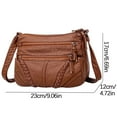 thumbnail image 1 of Leather Crossbody Bags for Women, Large Capacity Multi Compartment Soft Genuine Leather Bag, 23 cm x 17 cm x 12 cm, Black or Brown, 1 of 2