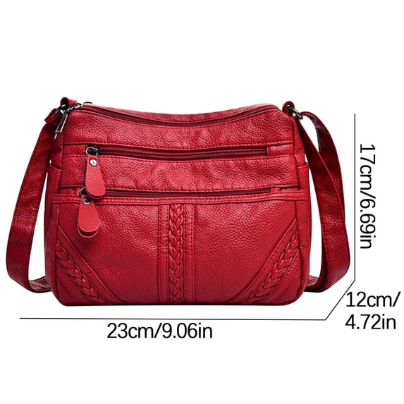 Leather Crossbody Bags for Women, Large Capacity Multi Compartment Soft Genuine Leather Bag, 23 cm x 17 cm x 12 cm, Black or Brown