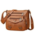 thumbnail image 1 of Leather Crossbody Bags for Women Multi Pockets Messenger Shoulder Bag Purses with Adjustable Shoulder Strap Brown, 1 of 7