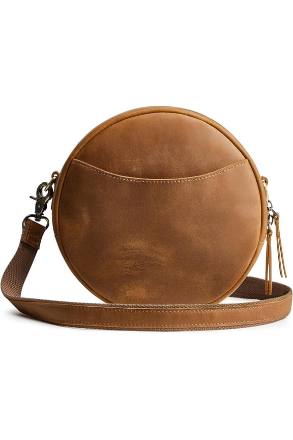 Leather Crossbody Bags for Women Trendy Circle Bag Designer Round Purses