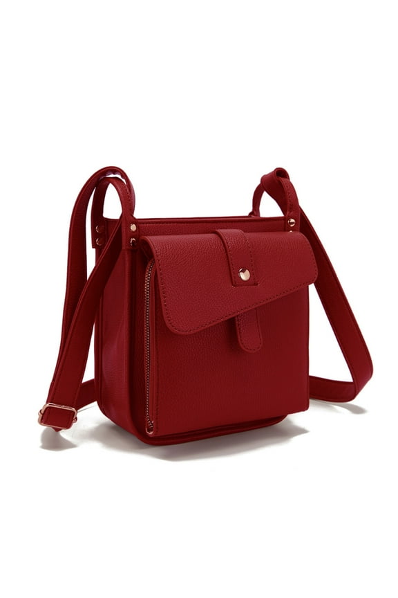 Leather Crossbody Purse with Built-in Wallet | Dollver Full Grain Messenger Bag | Adjustable Strap | Multiple Compartments | Metal Zipper | Compact Size 6.3x2.8x8.1 in | Black | 1pc